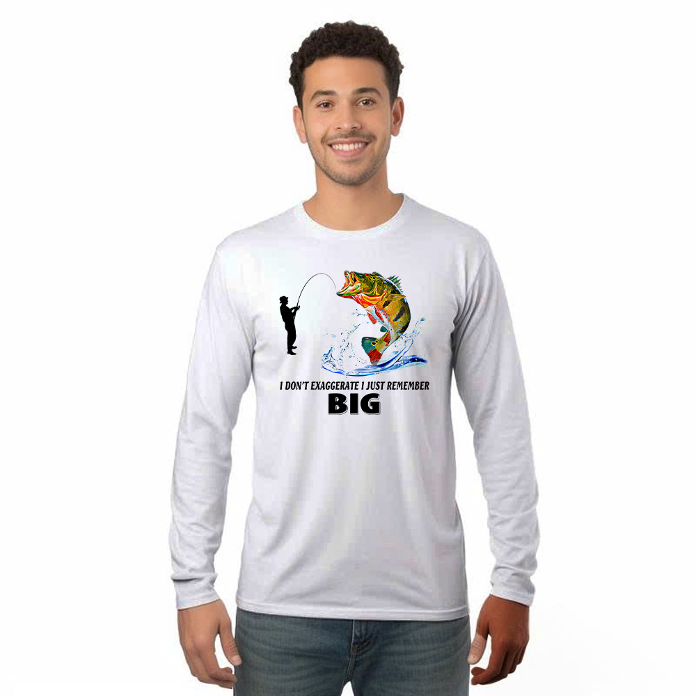 I Don't Exaggerate I Just Remember Big Shirt Funny Humor Fisherman Long Sleeve Shirt Best Gifts Rivonaprint