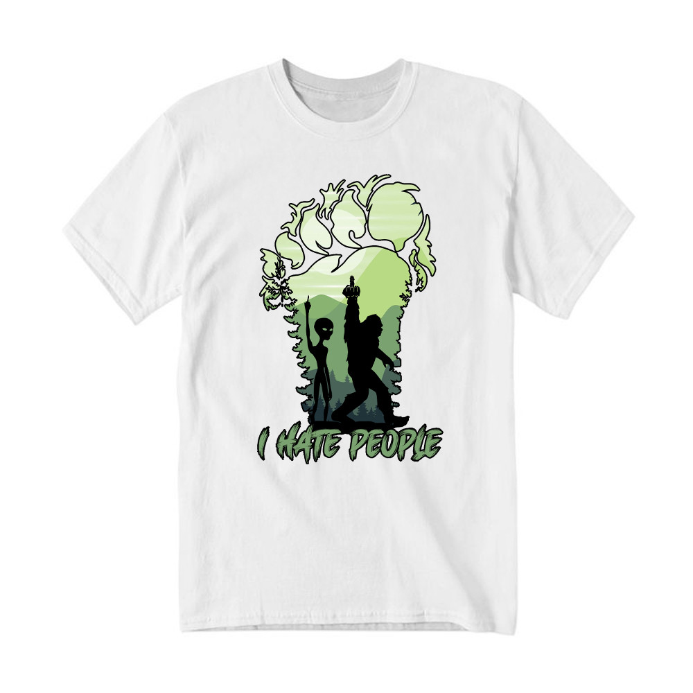 I Hate People Shirt Bigfoot Alien Graphic T-Shirt Gifts For Sibling Rivonaprint