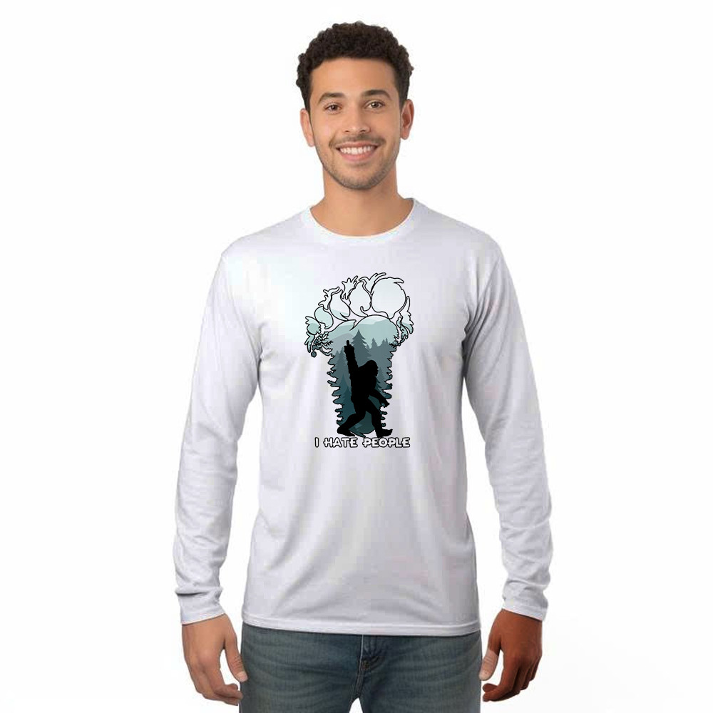 I Hate People Shirt Bigfoot Footprint Graphic Long Sleeve Shirt Fun Gift For Friend Rivonaprint