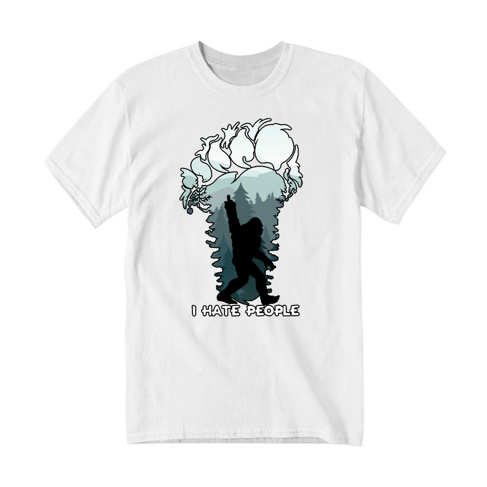 I Hate People Shirt Bigfoot Footprint Graphic T-Shirt Fun Gift For Friend Rivonaprint