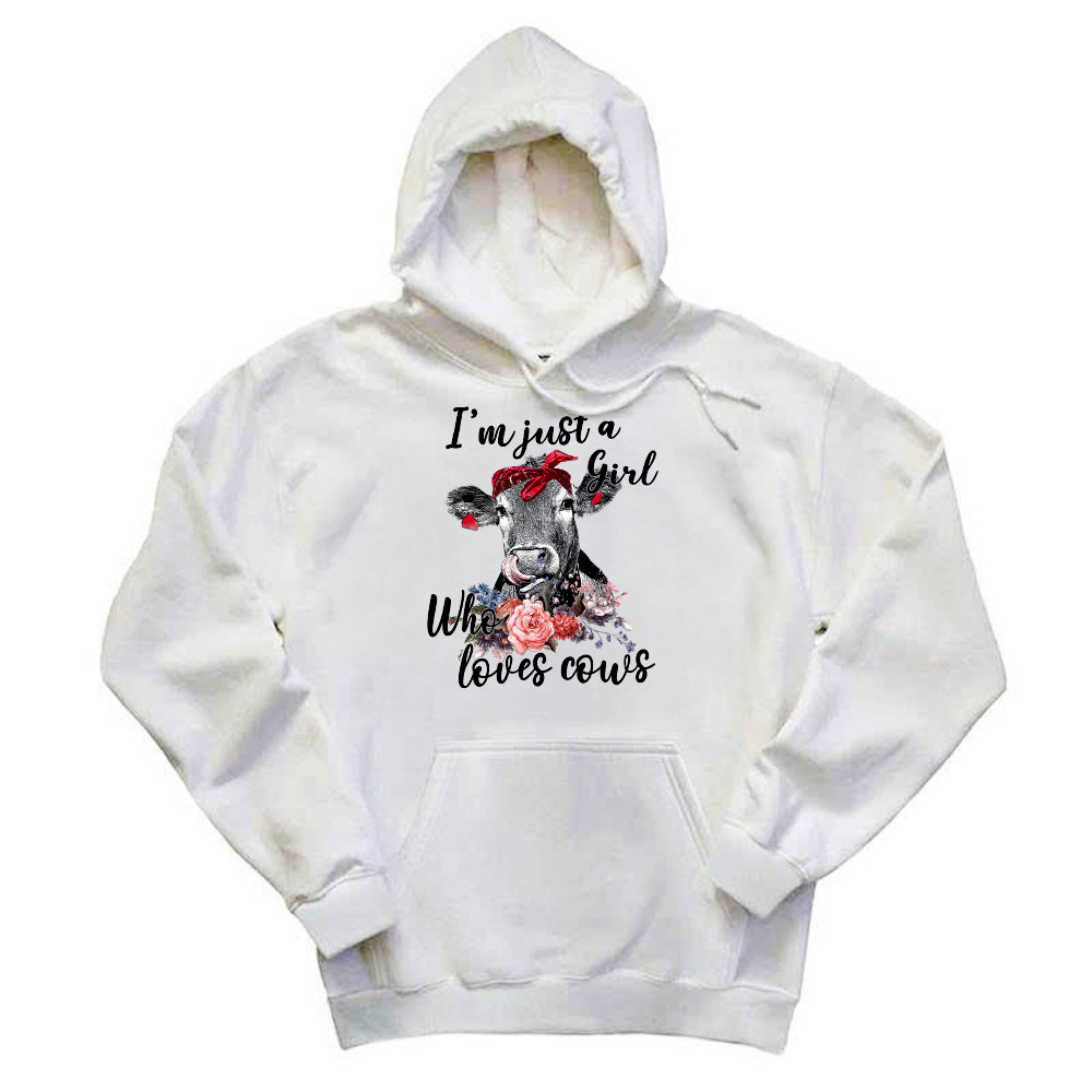 I'm Just A Girl Who Loves Cows Shirt Funny Farmer Female Hoodie Gifts For Cow Lovers Rivonaprint
