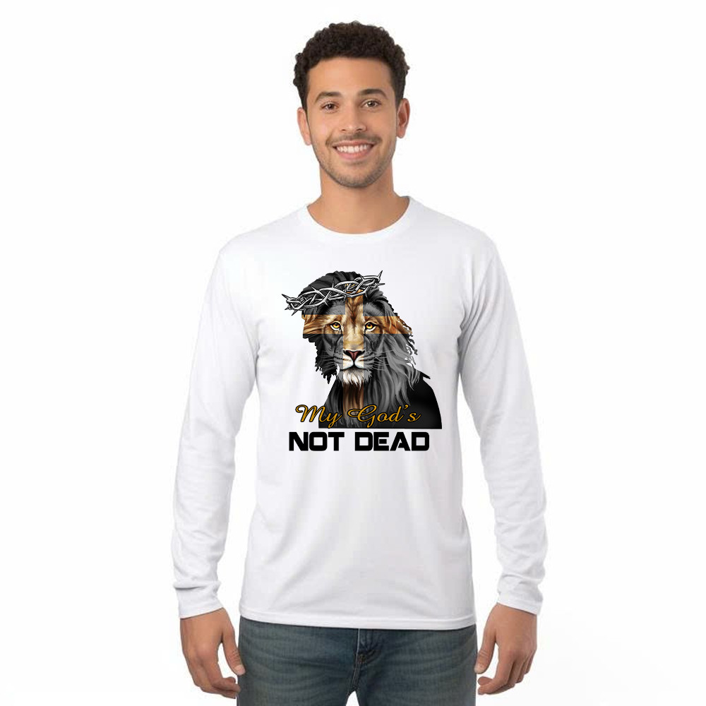 Lion Jesus My God's Not Dead Long Sleeve Shirt Faith Mens Christian Clothing Gifts For Him Rivonaprint
