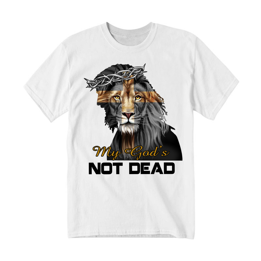 Lion Jesus My God's Not Dead T-Shirt Faith Mens Christian Clothing Gifts For Him Rivonaprint