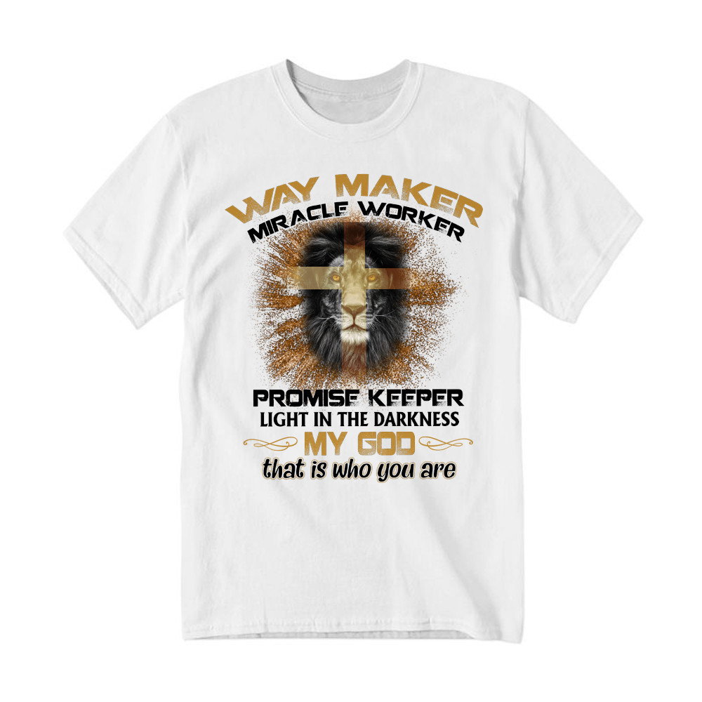 Lion Way Maker Miracle Worker Promise Keeper T Shirt Mens Christian Shirt Gifts For Men Rivonaprint