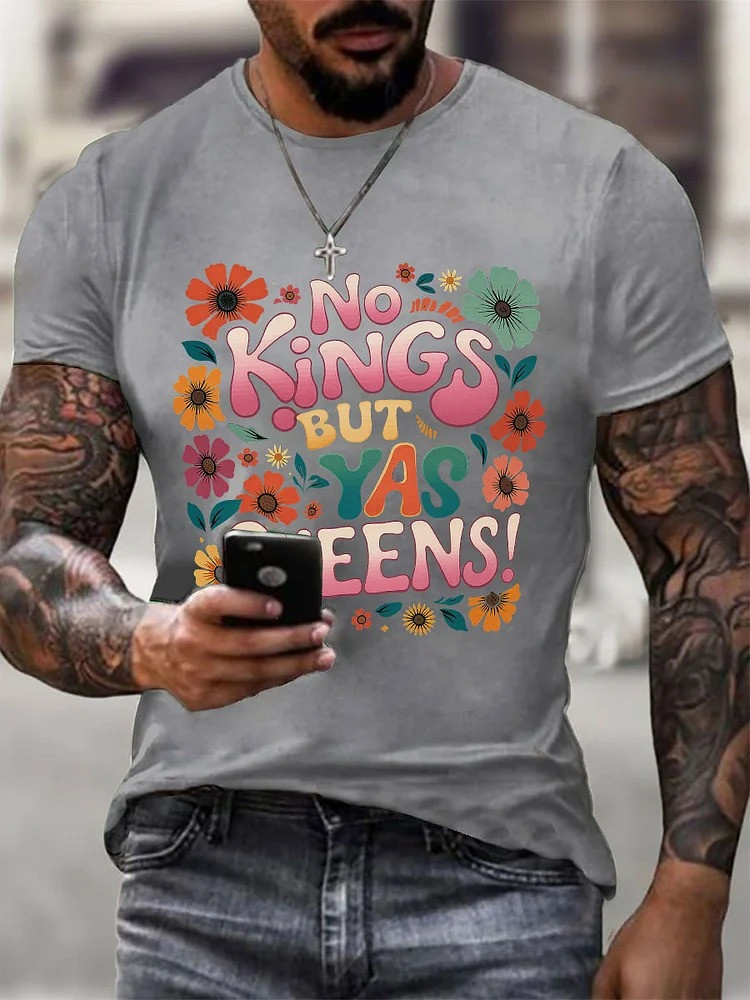 No Kings But Yas Queens T-Shirt Protest Apparel Anti MAGA Merch Gifts For Men Rivonaprint
