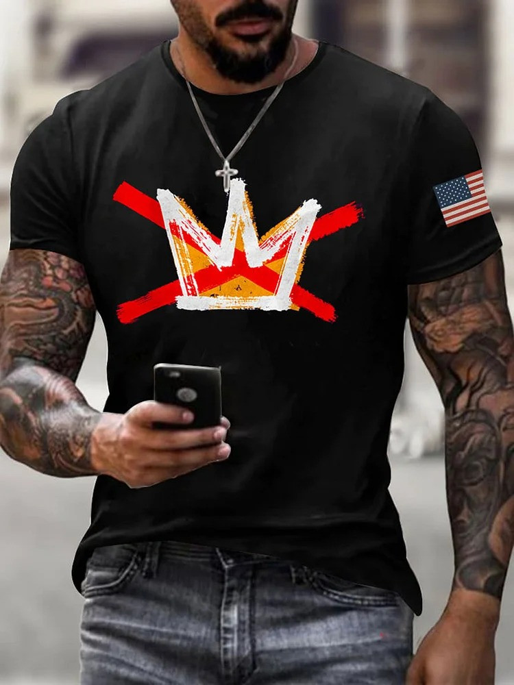 No Kings T-Shirt USA Flag Shirt No Kings Protest Antifa Merch Gifts For Men Rivonaprint