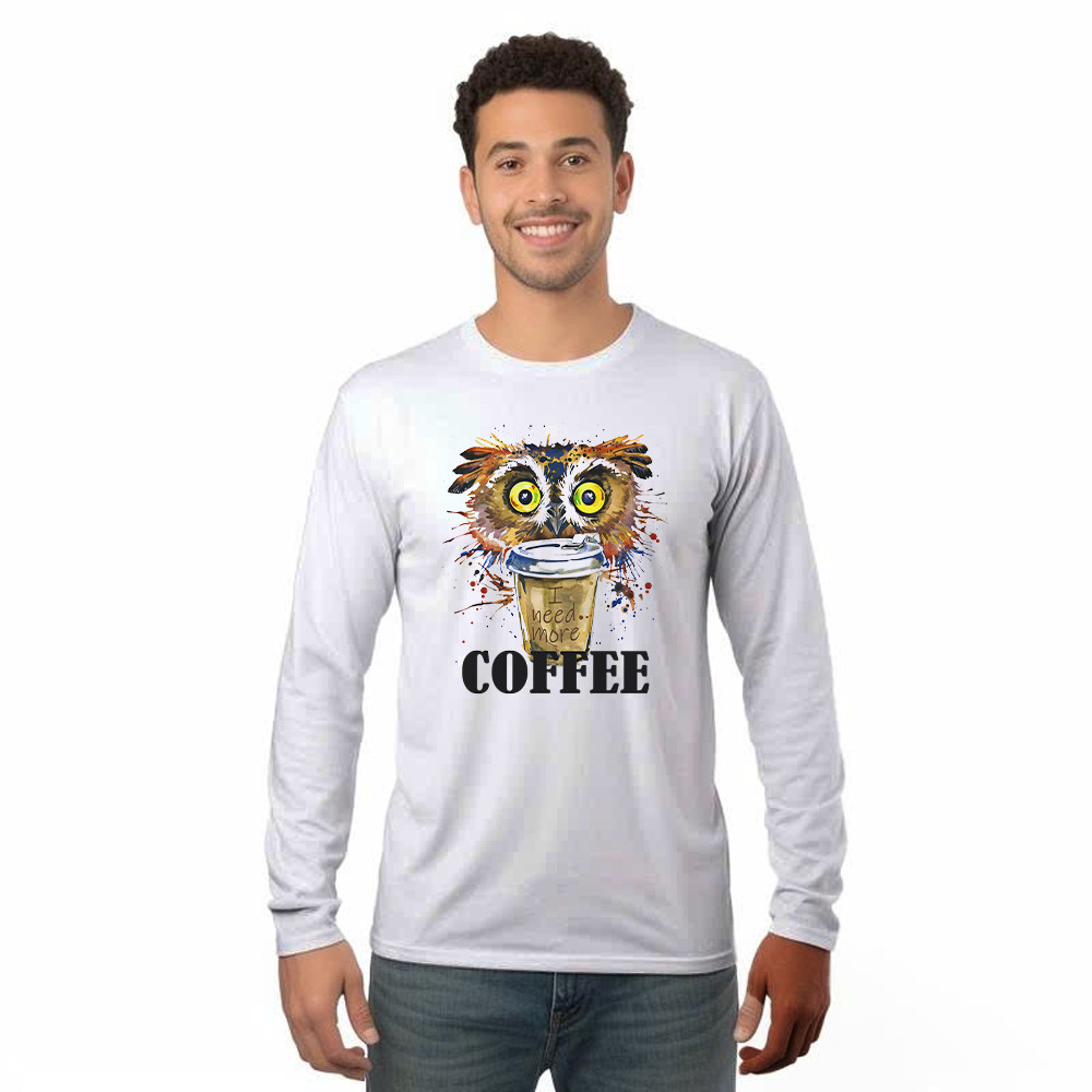Owl I Need More Coffee Long Sleeve Shirt Funny Coffee Lover Shirt Owl Themed Christmas Gifts Rivonaprint
