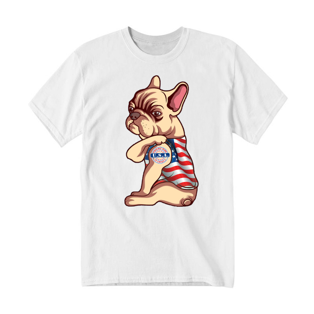 Pitbull With Tattoo USA Proudly Made In America Shirt Fun Dog Design T-Shirt Patriotic Gift Rivonaprint