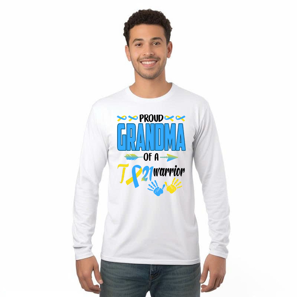 Proud Grandma Of A 21 Warrior Shirt Down Syndrome Awareness Matching Family Long Sleeve Shirt Gift Rivonaprint