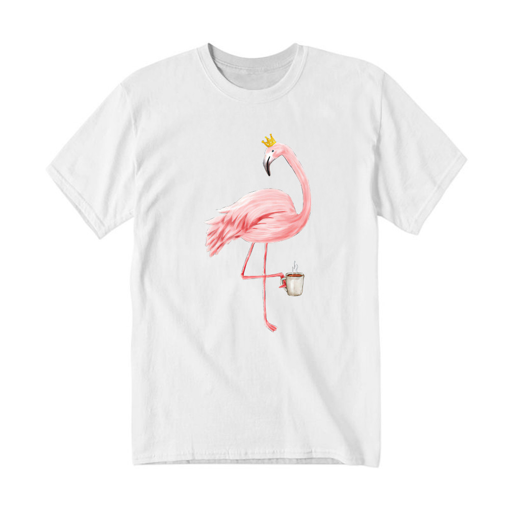 Queen Flamingo With Coffee Shirt Cute Animal Ladies T-Shirt Gift For Coffee Lovers Rivonaprint