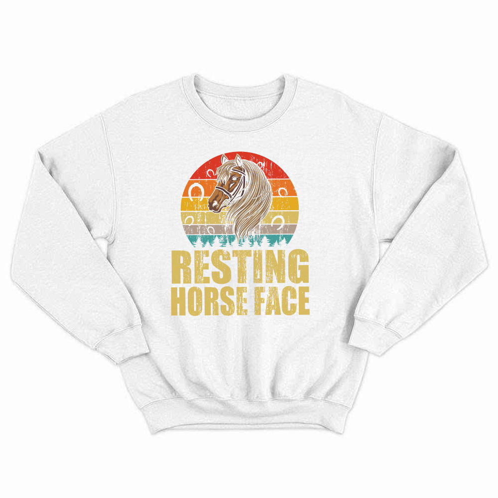 Resting Horse Face Shirt Funny Resting Mare Face Vintage Sweatshirt Designs Gifts For Horse Lovers Rivonaprint