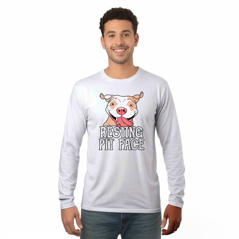 Resting Pit Face Shirt Funny Pitbull Graphic Long Sleeve Shirt Gifts For Dog Owners Rivonaprint