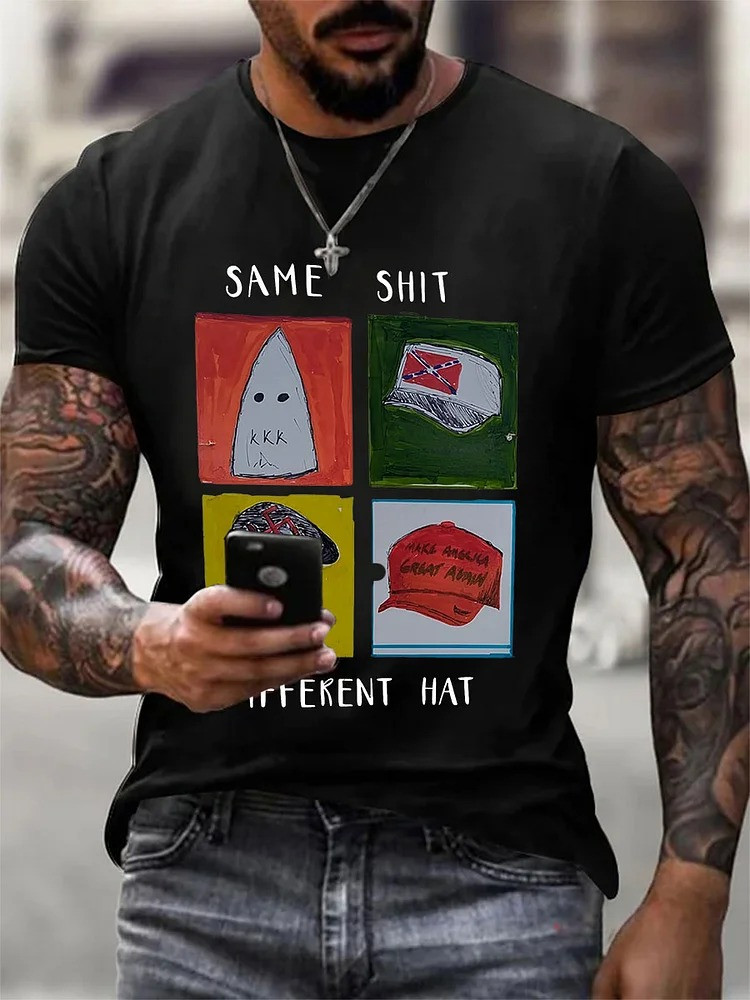 Same Sht Different Hat Black T-Shirt Anti Fascist Protest Merch Anti Trump Gifts Rivonaprint