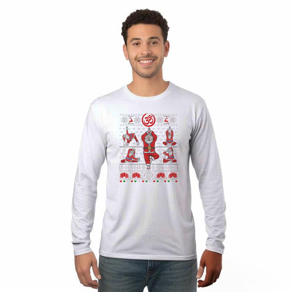 Santa Claus Meditation Yoga Pose Christmas Long Sleeve Shirt Xmas Funny Santa Shirt Yogis Gift Rivonaprint