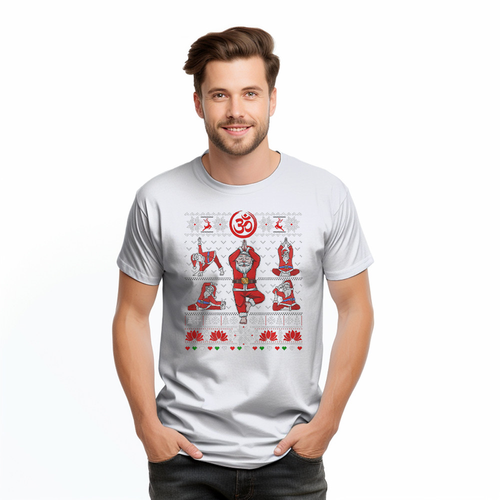 Santa Claus Meditation Yoga Pose Christmas T-Shirt Xmas Funny Santa Shirt Yogis Gift Rivonaprint