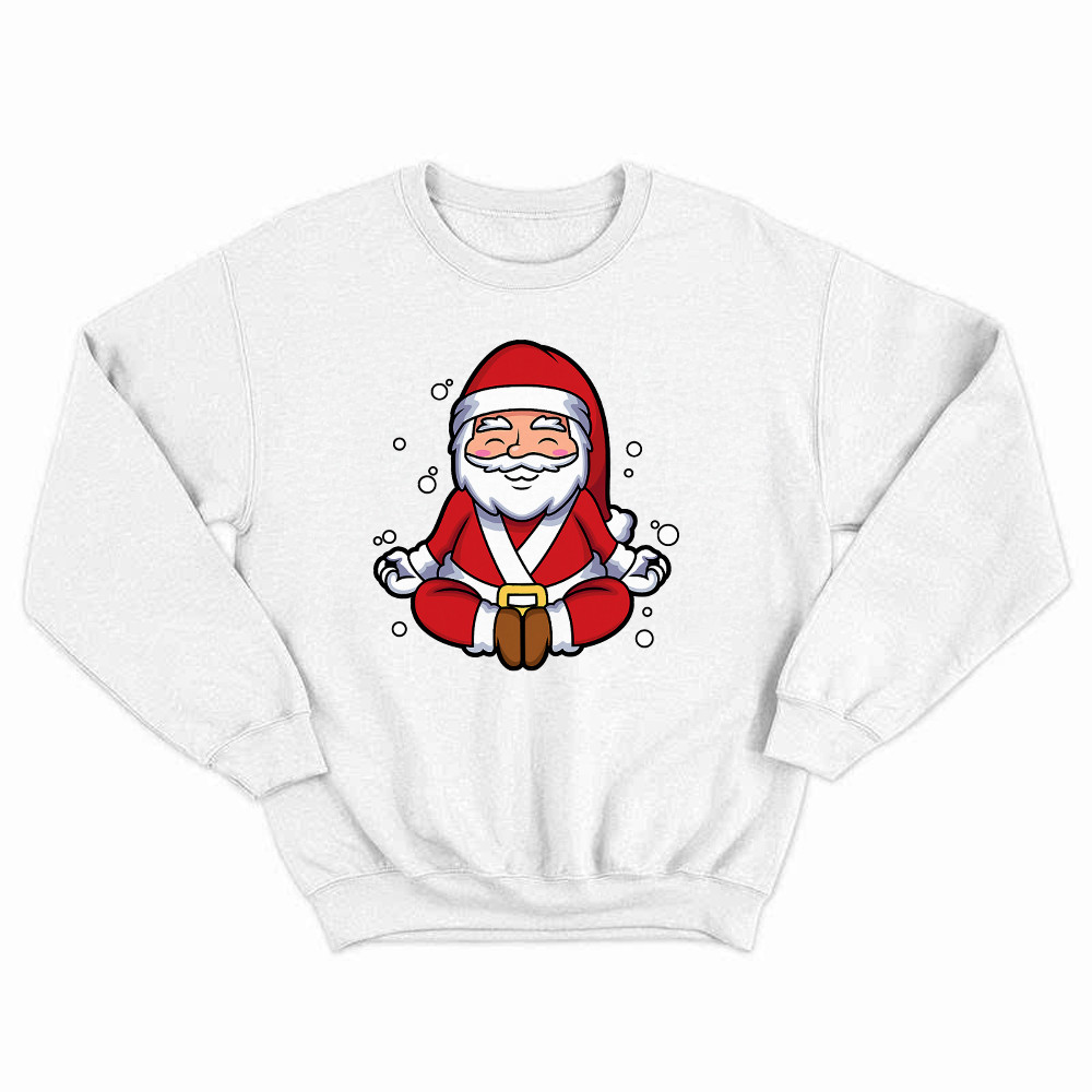 Santa Doing Yoga Meditate Sweatshirt Christmas Funny Santa Claus Shirts Rivonaprint
