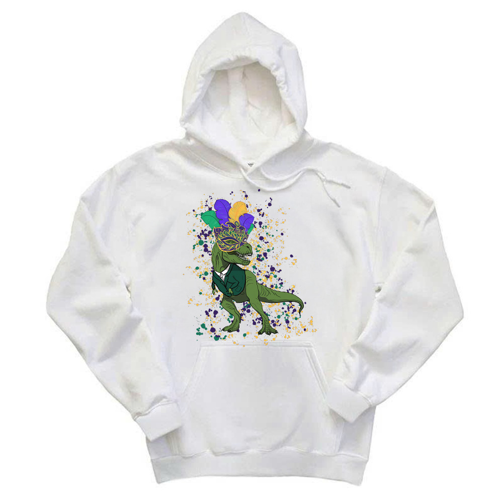 T-Rex Dinosaur Mardi Gras Hoodie Themed Mardi Gras Gift Ideas For Him Rivonaprint