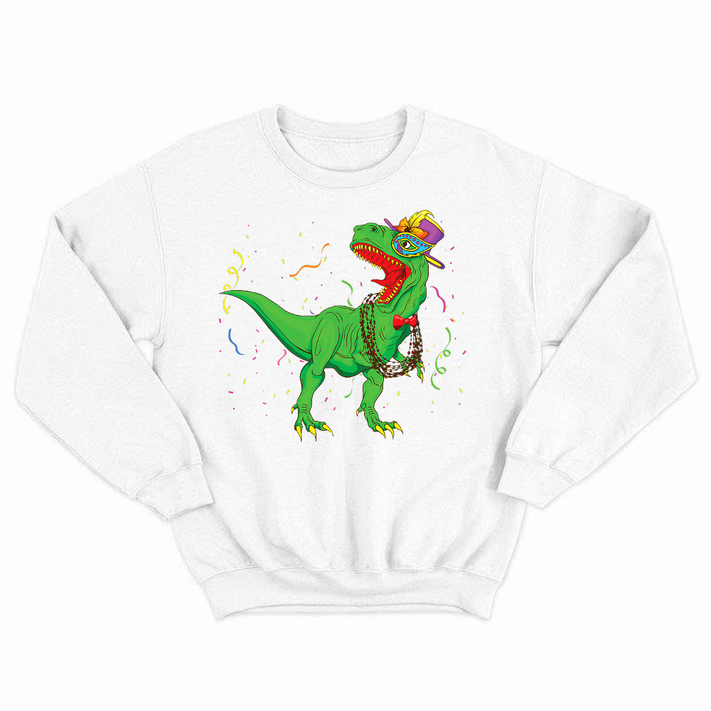 T-Rex Mardi Gras Shirt Dinosaur Lovers Party Sweatshirt Mardi Gras Themed Gifts Rivonaprint