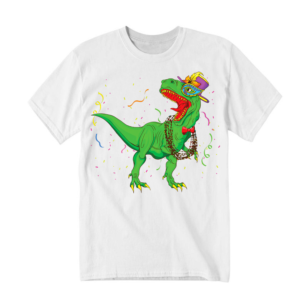 T-Rex Mardi Gras Shirt Dinosaur Lovers Party T-Shirt Mardi Gras Themed Gifts Rivonaprint