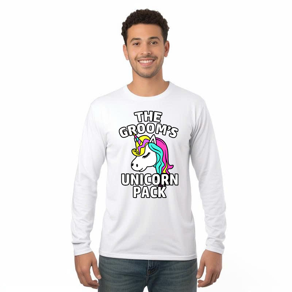 The Groom's Unicorn Pack Long Sleeve Shirt Funny Groomsmen Shirts Gifts For Dude Friends Rivonaprint