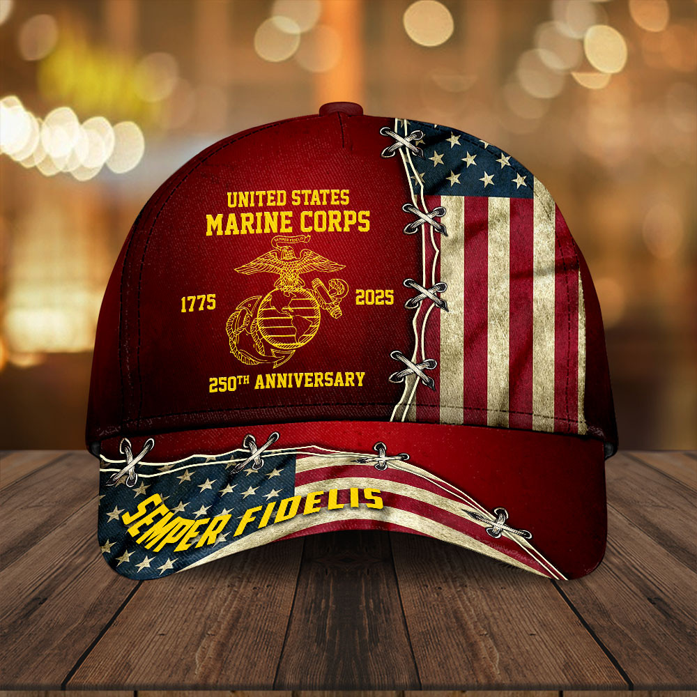 United States Marine Corps 250th Anniversary Hat Semper Fidelis USMC Merch Patriotic Gifts Rivonaprint