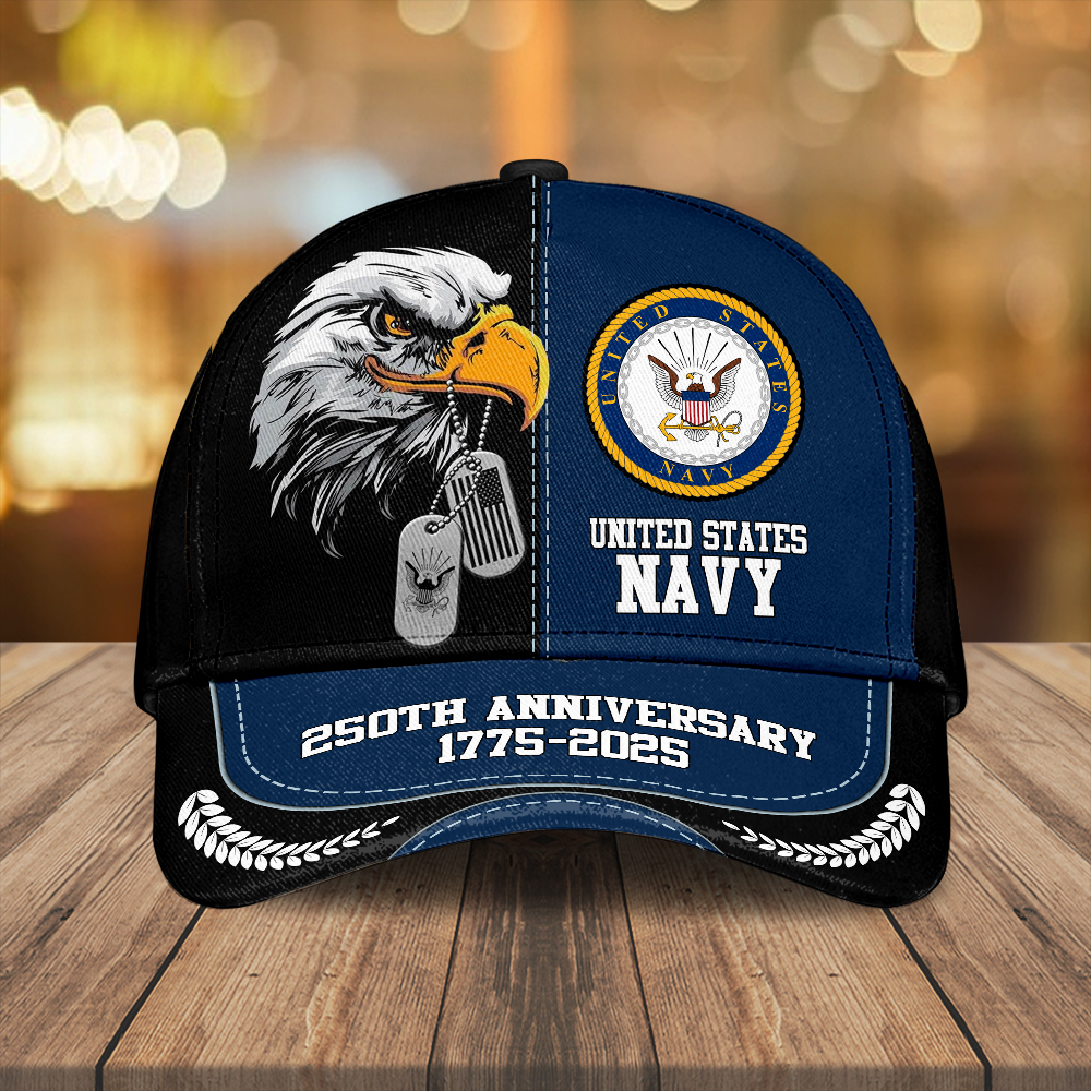 United States Navy 250th Anniversary Hat Eagle US Navy Veteran Merch Gifts For Dad Rivonaprint
