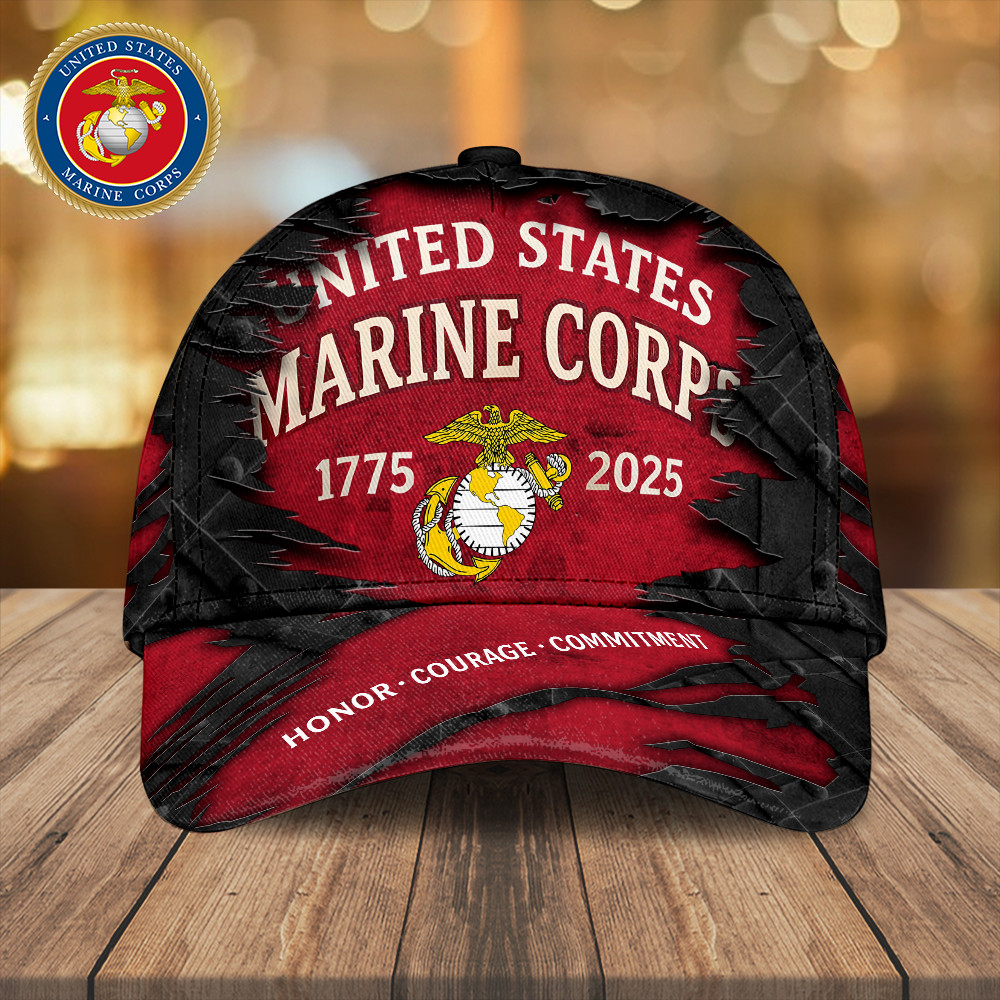 US Marine Corps 250th Anniversary Hat Honor Courage Commitment Merch Gifts For Veteran Dad Rivonaprint