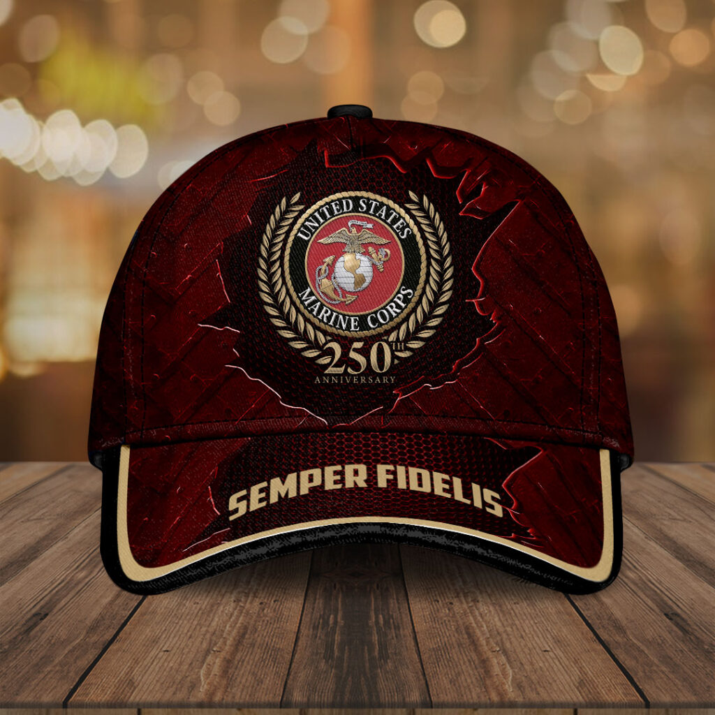 US Marine Corps 250th Anniversary Hat Semper Fidelis Merch Best Gifts For Marine Veterans Rivonaprint