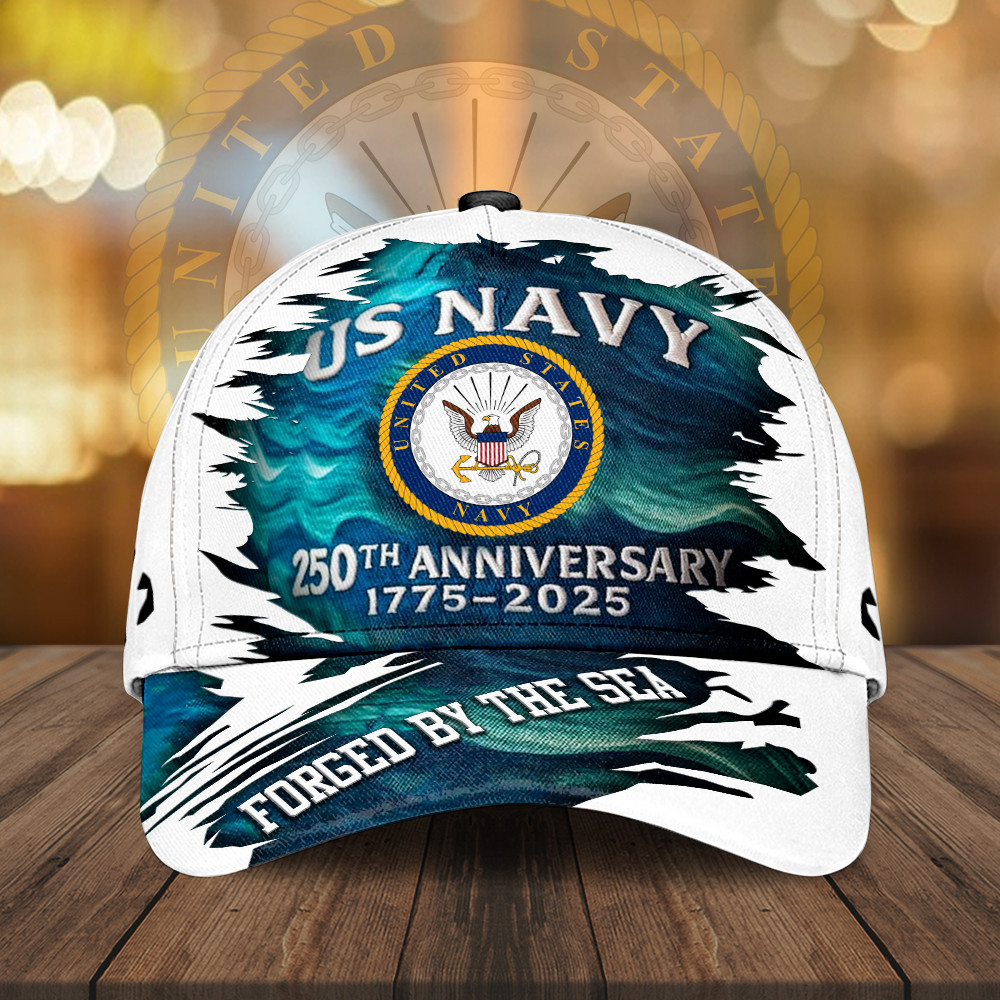 US Navy 250th Anniversary Hat Forged By The Sea USN Merch Best Gifts For Veterans Rivonaprint