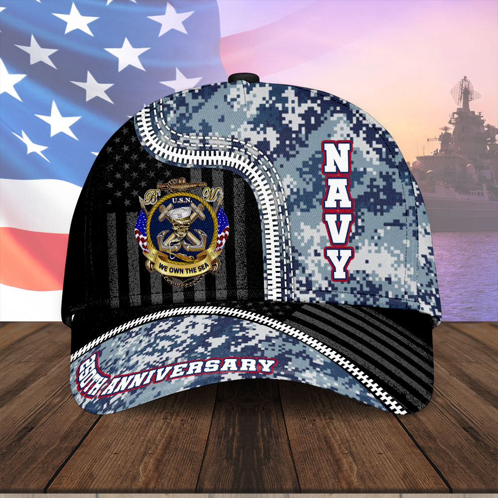 US Navy 250th Anniversary Hat We Own The Sea Ball Cap Gifts For Navy Veterans Rivonaprint
