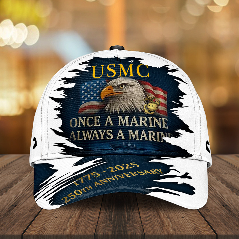 USMC 250th Anniversary Hat Once Of Marine Always A Marine Ball Cap Military Honor Merch Rivonaprint