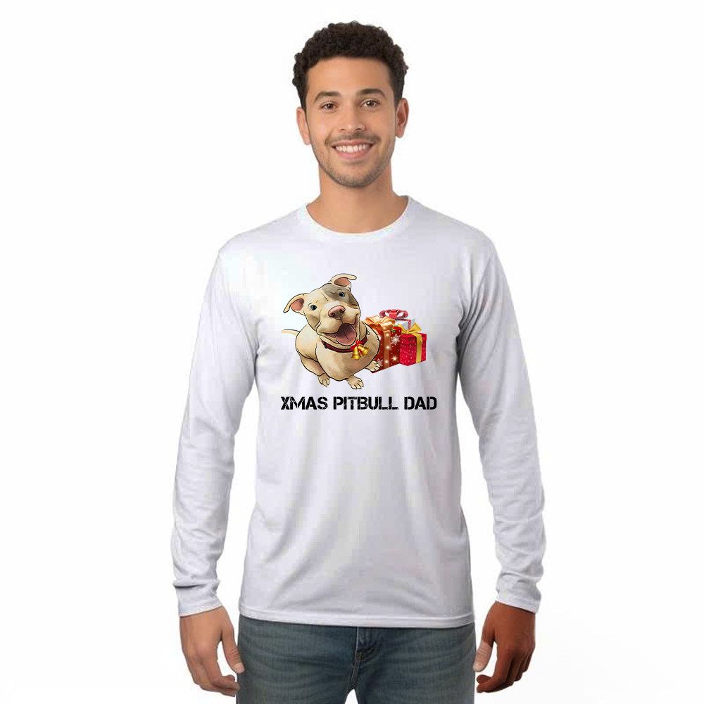 Xmas Pitbull Dad Shirt Funny Pitbull Long Sleeve Shirt Christmas Gifts For Dog Lovers Rivonaprint