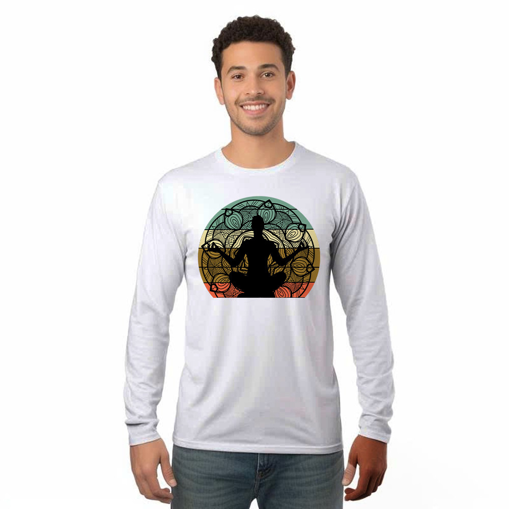 Yoga Mandala Meditation Bikram Hot Vintage Long Sleeve Shirt Mens Yoga Shirt Gift For Him Rivonaprint