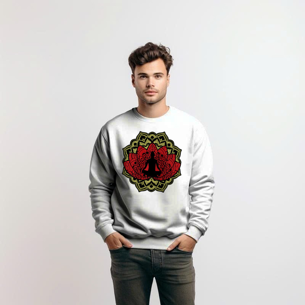 Yoga Red Lotus Flower Meditation Mandala Sweatshirt Mens Gifts For Yoga Teachers Rivonaprint