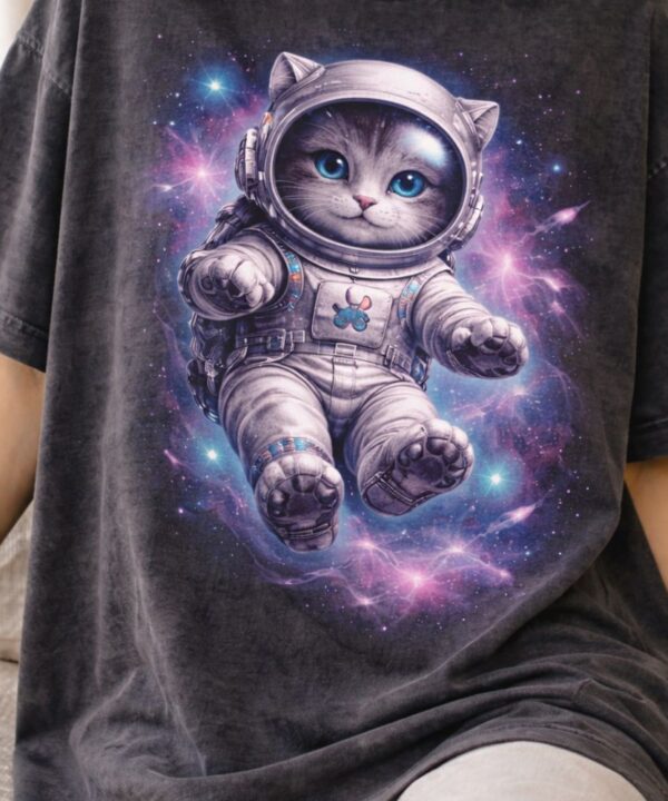 Astronaut cat floating in space