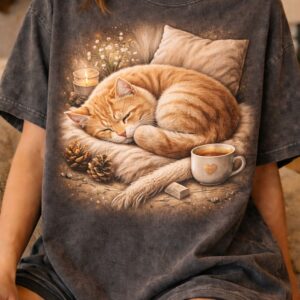 Cozy cat and tea illustration