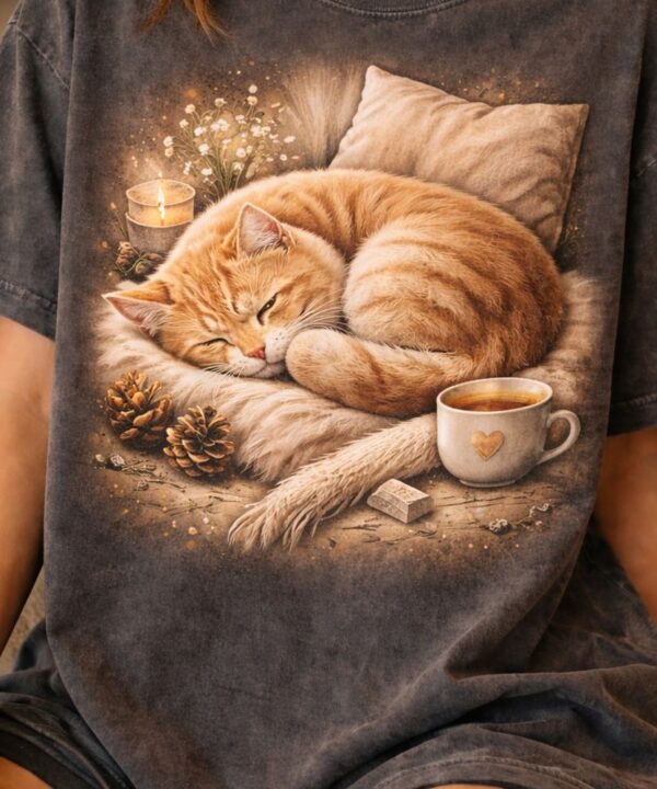 Cozy cat and tea illustration