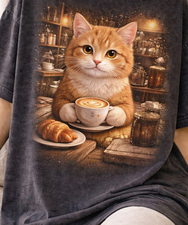 Cozy cat coffee shop vibes