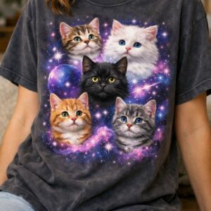 Galaxy cats on vintage tee