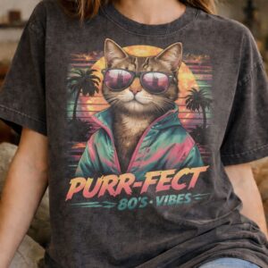 Retro cat vibes on T-shirt