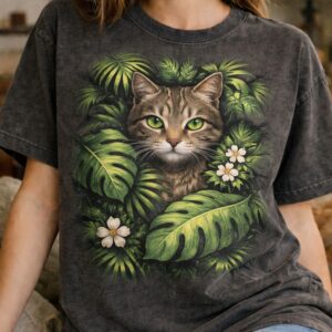 Tropical cat design in focus