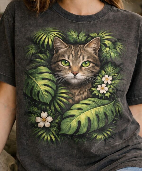 Tropical cat design in focus